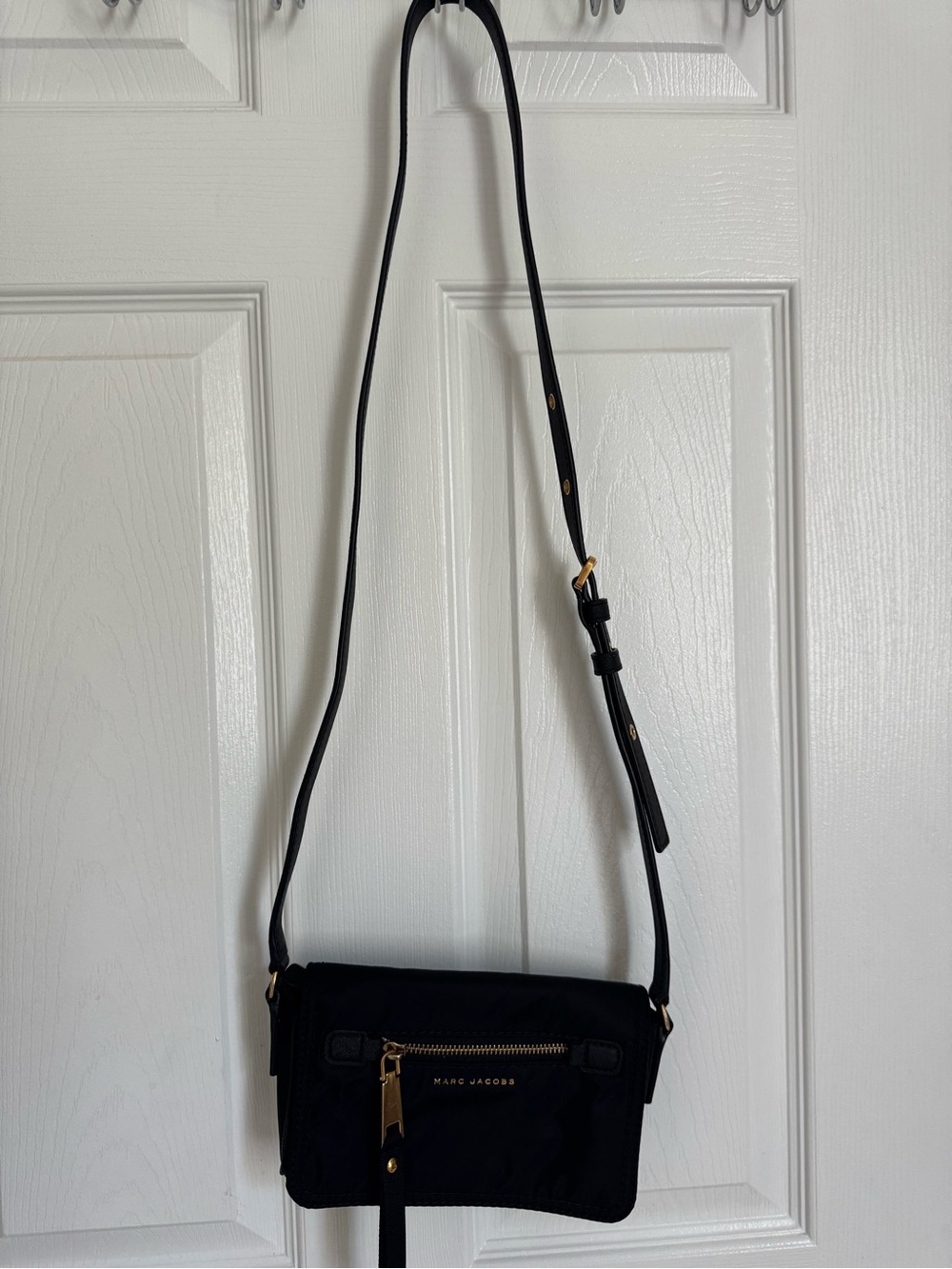 Marc Jacobs Black Nylon Crossbody with Gold Hardware